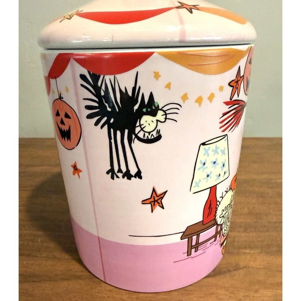 Peanuts Gang Snoopy Pink Halloween Party Ceramic Candy or Cookie Jar Canister